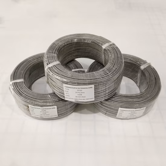 高品質 K タイプグラスファイバー編組絶縁高シリカ糸編組ジャケット熱電対補償ケーブル